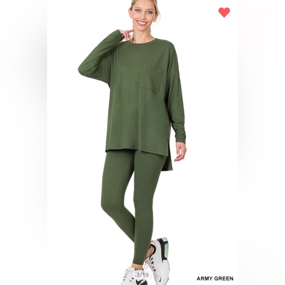 Army Green Brushes Microfiber Loungewear Set